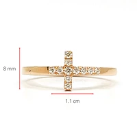 14K Rose Gold Cross 0.17cttw Diamond Ring, size 6.5