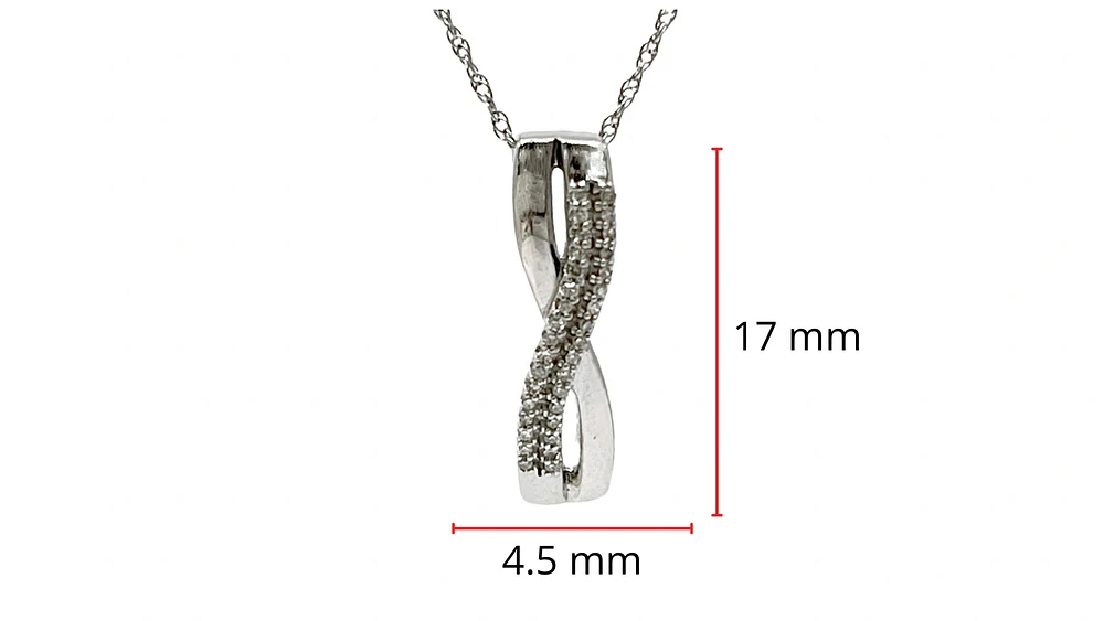 10K White Gold 0.05cttw Diamond Pendant, 18"
