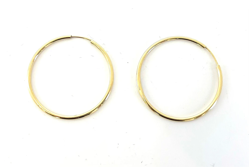 10K Yellow Gold 52mm Sleeper/Keeper/Hoop Earrings