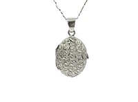 10K White Gold Locket, 18"