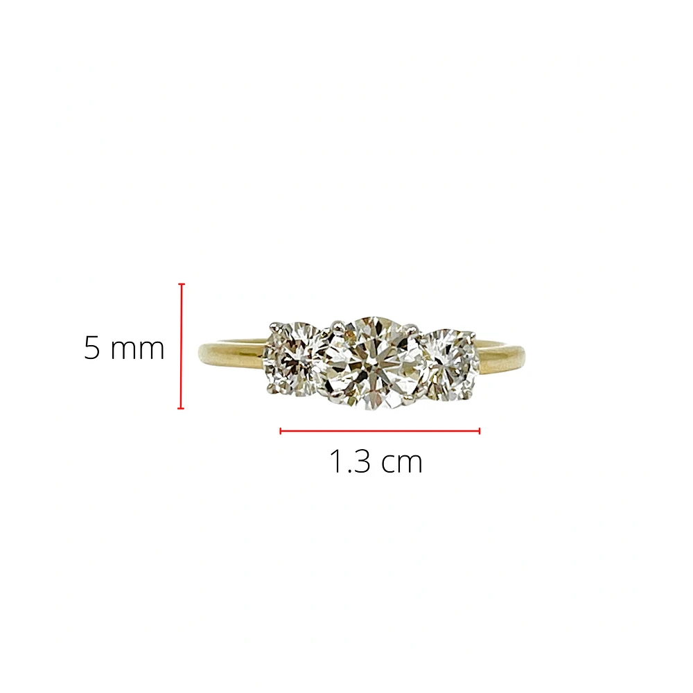14K Gold 1.00cttw Lab Grown Diamond 3 Stone Engagement Ring - /