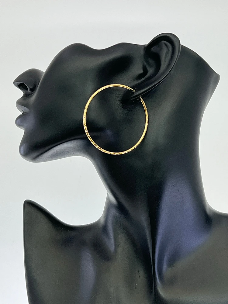 10K Yellow Gold 50mm Sleeper/Keeper/Hoop Earrings