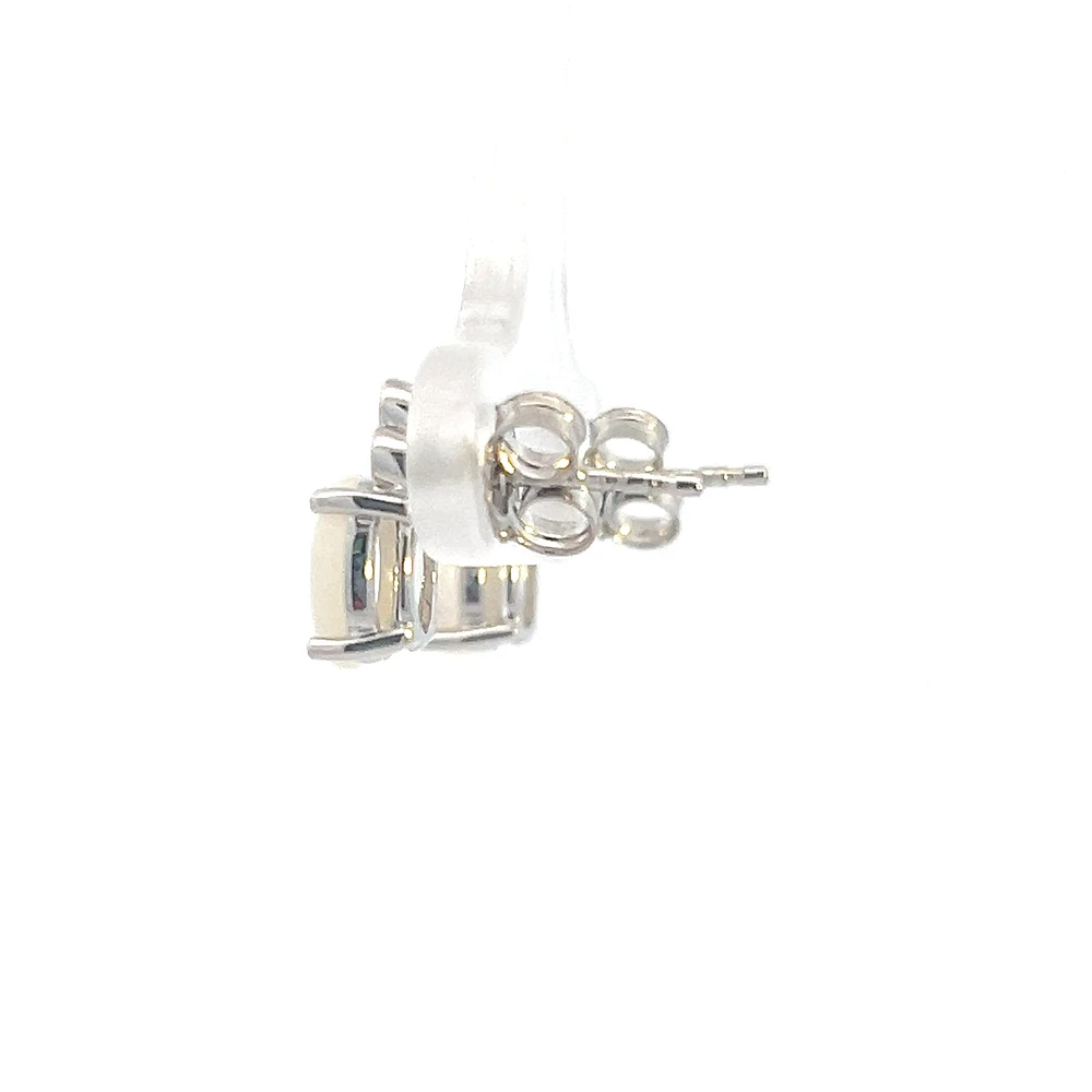 10K White Gold Opal and Diamond Earrings