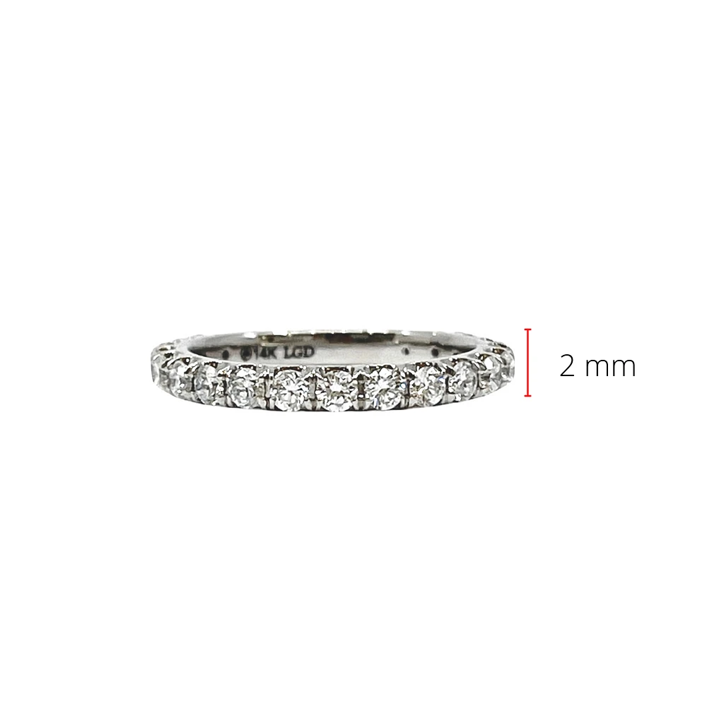 14K White Gold 1.00cttw Lab Grown Diamond Band