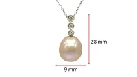 10K White Gold Fresh Water Pearl and Diamond Necklace, 18"