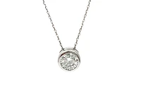 14K White Gold 1.00cttw Moissanite Pendant, 18"