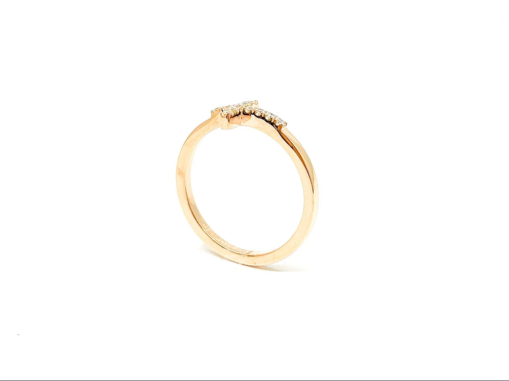 14K Rose Gold Cross 0.17cttw Diamond Ring, size 6.5