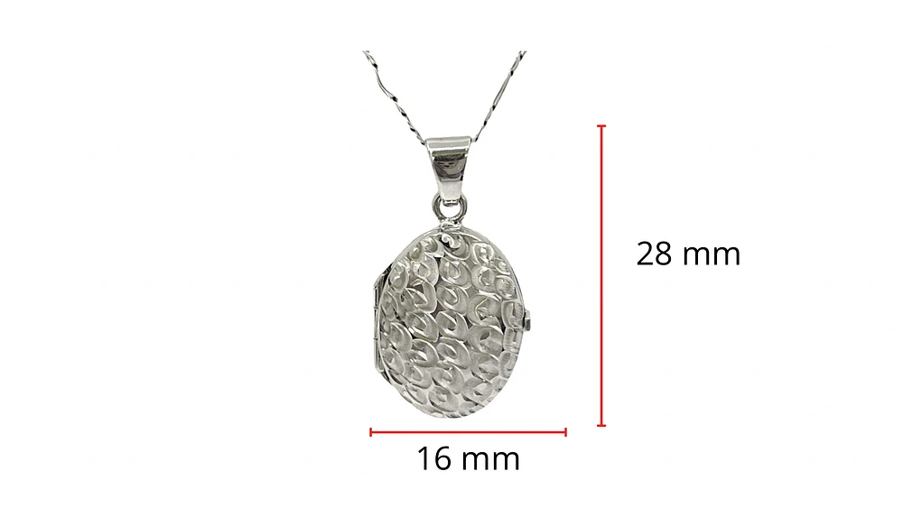 10K White Gold Locket, 18"