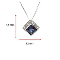 10K White Gold 6.0mm Created Alexandrite & 0.14cttw Diamond Pendant, 17"