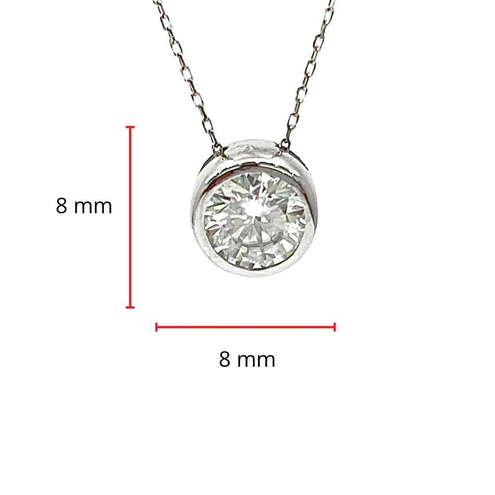 14K White Gold 1.00cttw Moissanite Pendant, 18"