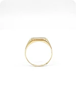 10K Yellow Gold 0.007cttw Diamond Signet Ring for Men, - /