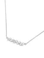 14K White Gold 0.21cttw Baguette Diamond Pendant, 15" Long