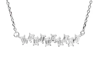 14K White Gold 0.21cttw Baguette Diamond Pendant, 15" Long