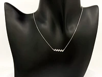 14K White Gold 0.21cttw Baguette Diamond Pendant, 15" Long