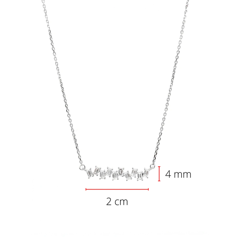 14K White Gold 0.21cttw Baguette Diamond Pendant, 15" Long