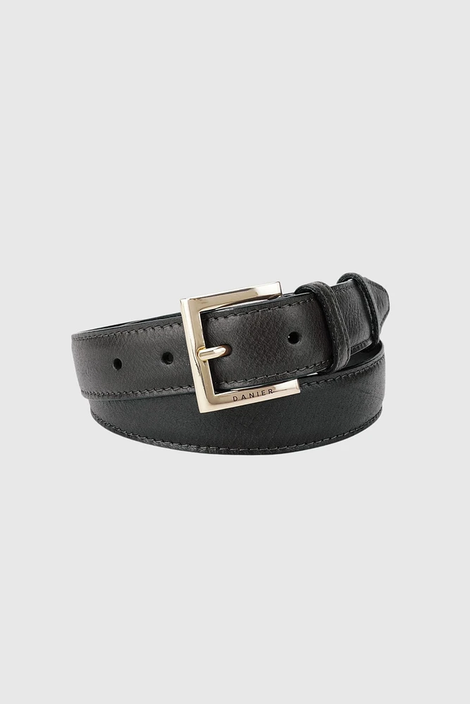 LILOU Textured Leather Belt