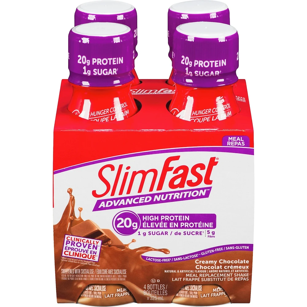 Shakes de remplacement de repas prêts à boire avancés avec 20 g de protéines, 1 g de sucre, 5 g de fibres plus 23 vitamines et minéraux