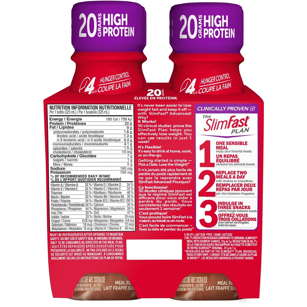 Advanced Ready to Drink Meal Replacement Shakes with 20g of Protein, 1g of sugar, 5g of Fibre Plus 23 Vitamins and Minerals