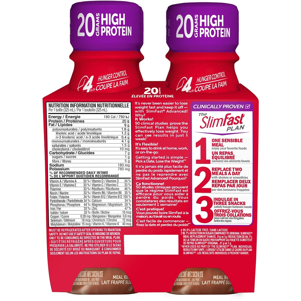 Advanced Ready to Drink Meal Replacement Shakes with 20g of Protein, 1g of sugar, 5g of Fibre Plus 23 Vitamins and Minerals