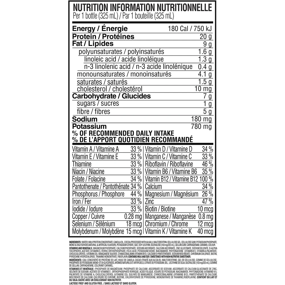 Advanced Ready to Drink Meal Replacement Shakes with 20g of Protein, 1g of sugar, 5g of Fibre Plus 23 Vitamins and Minerals