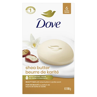 Pain de Beauté plus hydratant qu'un savon Dove  Shea Butter pour une peau douce et soignée 106 g Lot de 6