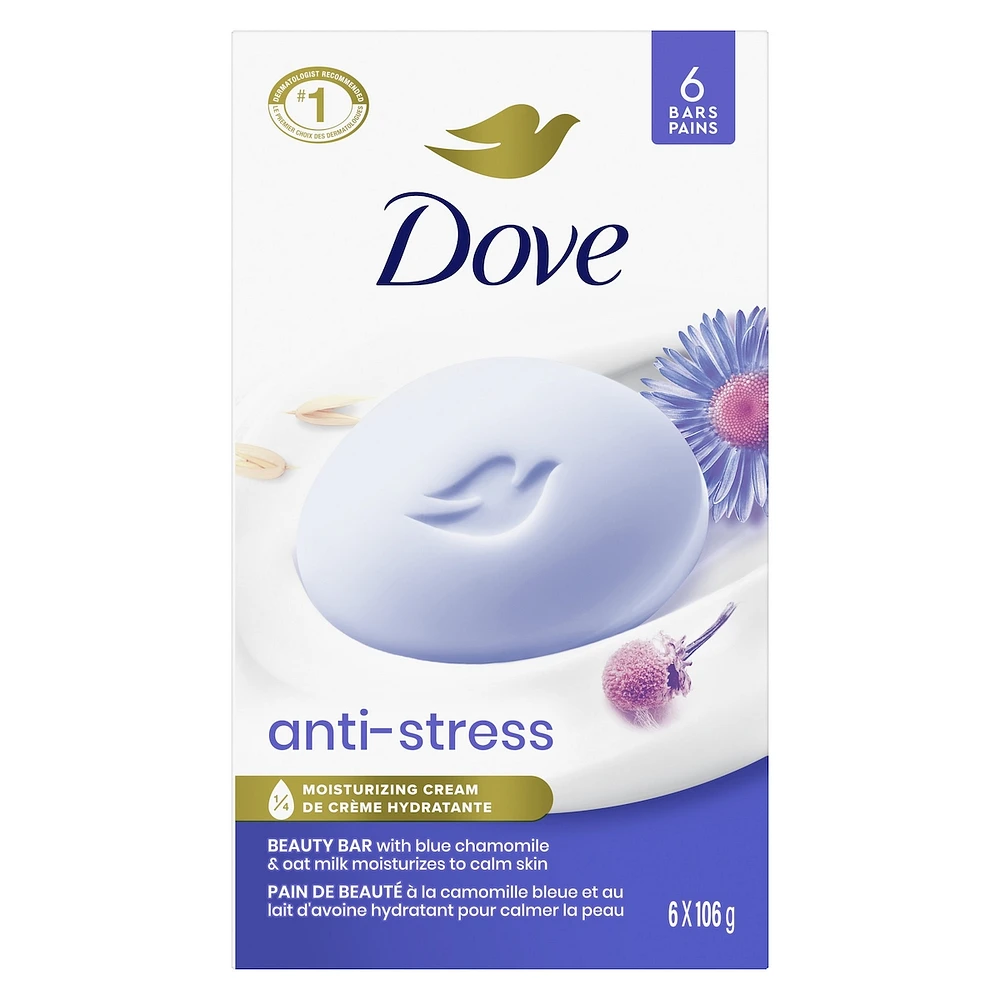 Pain de Beauté Nettoyant Doux hydrate pour calmer la peau Dove pain crémeux anti-stress pain de savon doux avec 1/4 de crème hydratante