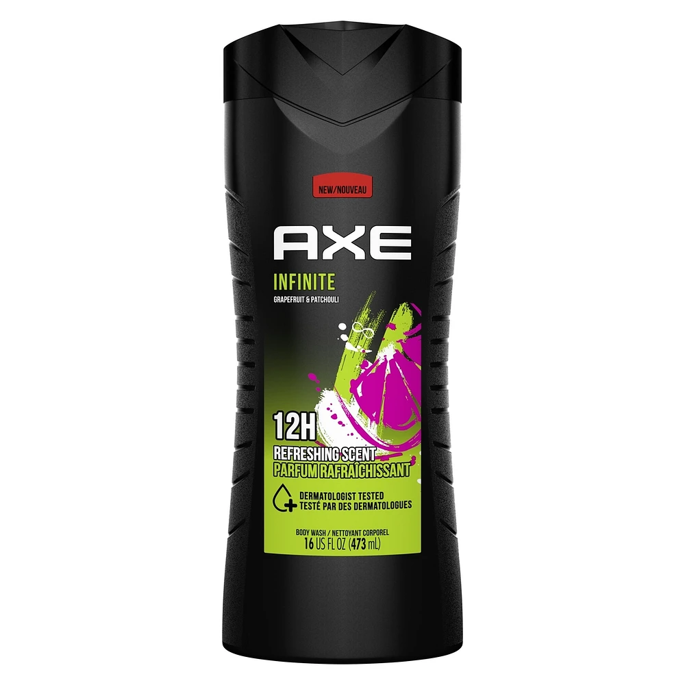 Infinite Body Wash for long-lasting freshness Grapefruit & Patchouli men's body wash with 100% plant-based moisturizers