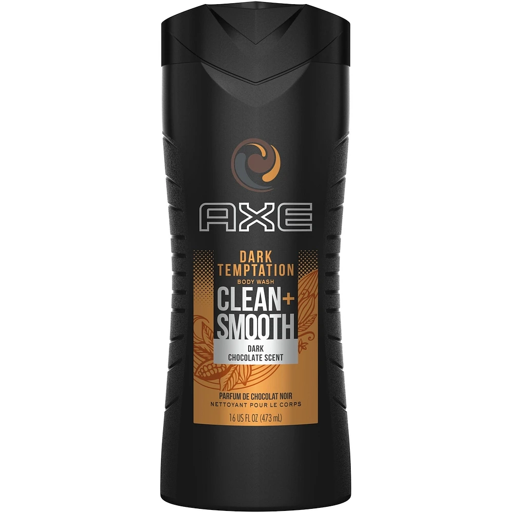 AXE  Dual Action Body Wash for Long Lasting freshness Dark Temptation Men's Moisturizing Shower Gel with 100% Plant-based Prebiotics, No Parabens, Dermatologist tested 473 ml