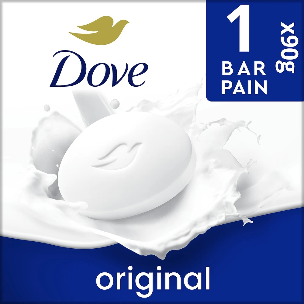 Pain de Beauté nettoyant doux pour la peau et hydratant pour un soin cutané doux Dove Original conçu avec 1/4 de crème hydratante, 90g