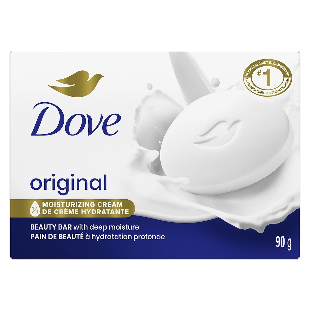 Pain de Beauté nettoyant doux pour la peau et hydratant pour un soin cutané doux Dove Original conçu avec 1/4 de crème hydratante, 90g