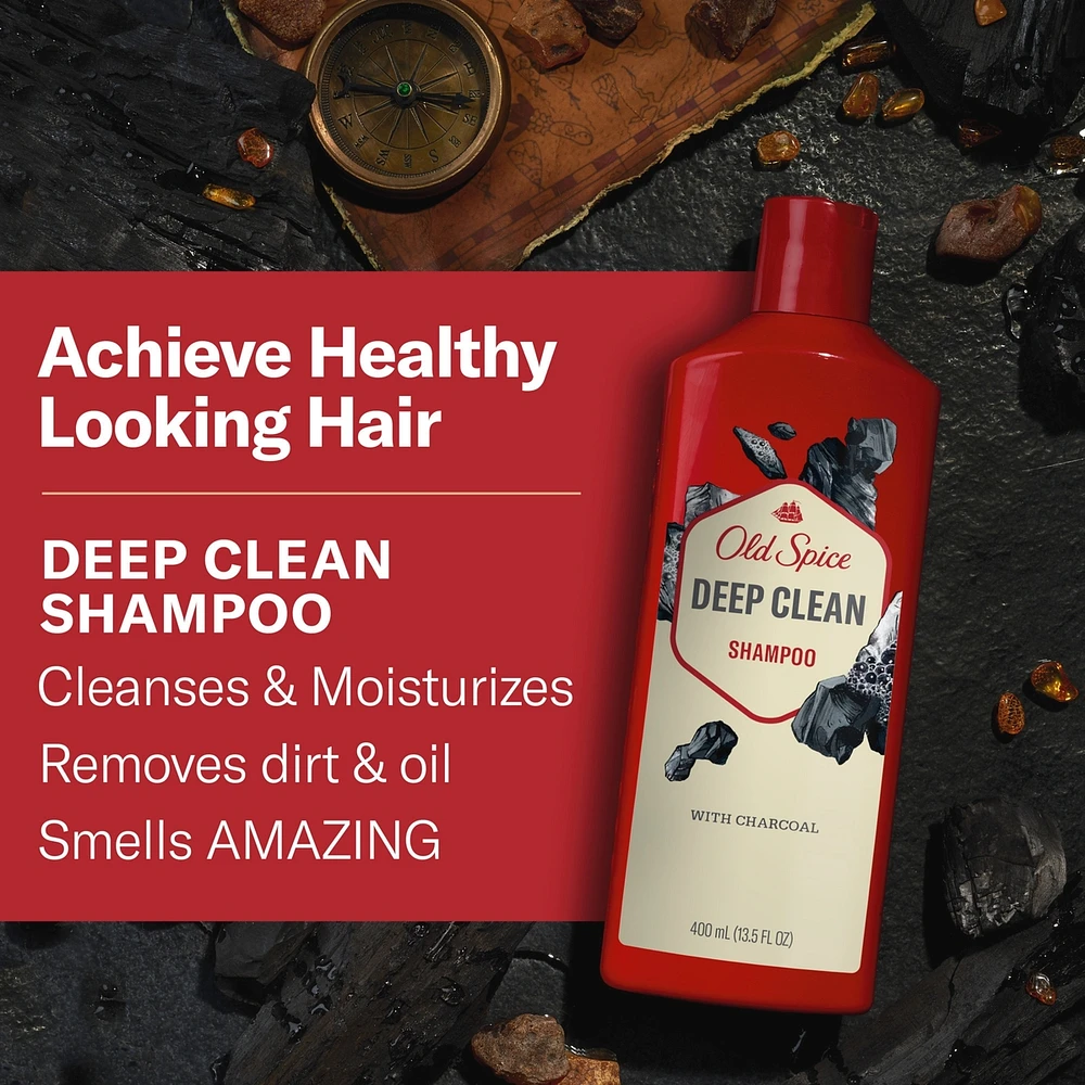 Deep Clean Shampoo for Men with Choal, Fresh and Clean Scent, Removes Built Up Dirt and Oil