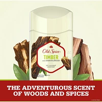 Antisudorifique et désodorisant invisible en bâton Old Spice Timber pour hommes avec parfum de bois de santal inspiré de la nature, 73 g chacun