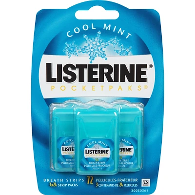 Listerine PocketPaks Breath Strips, Cool Mint 72 count