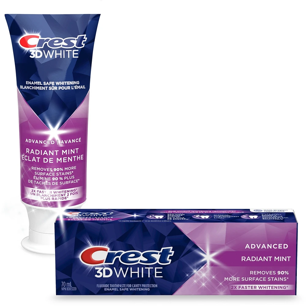 Dentifrice blanchissant Crest 3D White Avancé, Éclat de menthe, 70 mL