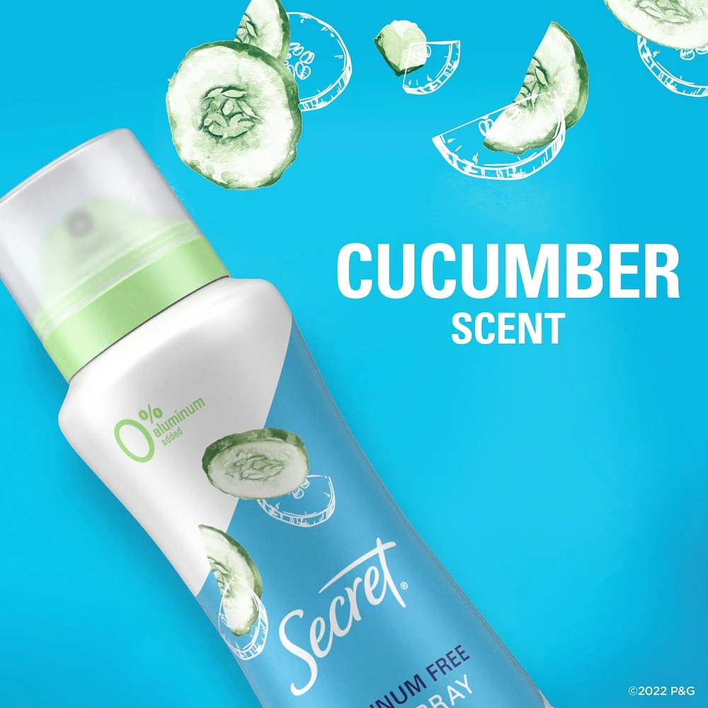 Dry Spray Aluminum Free Deodorant for Women, Cucumber