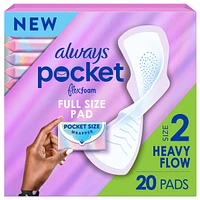 Pocket Feminine Pads with FlexFoam, Size 2, Heavy Flow, with Wings