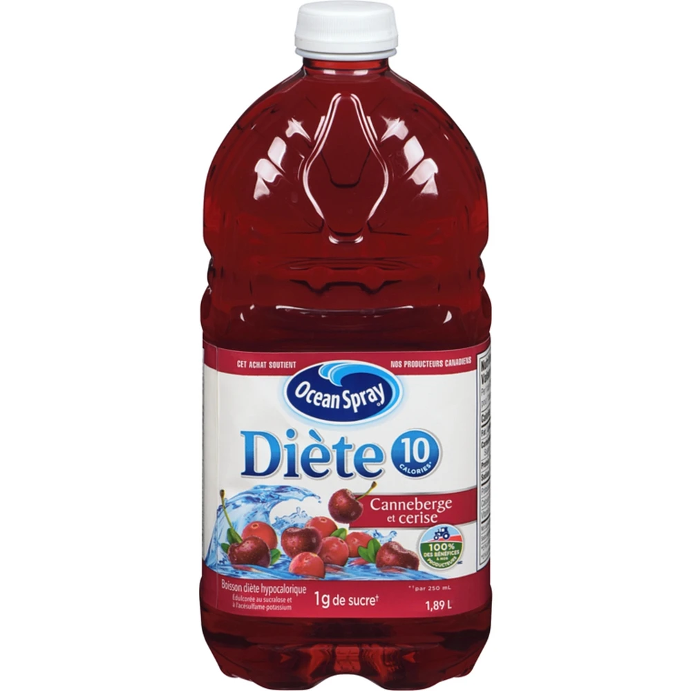 Boisson diète hypocalorique canneberge et cerise