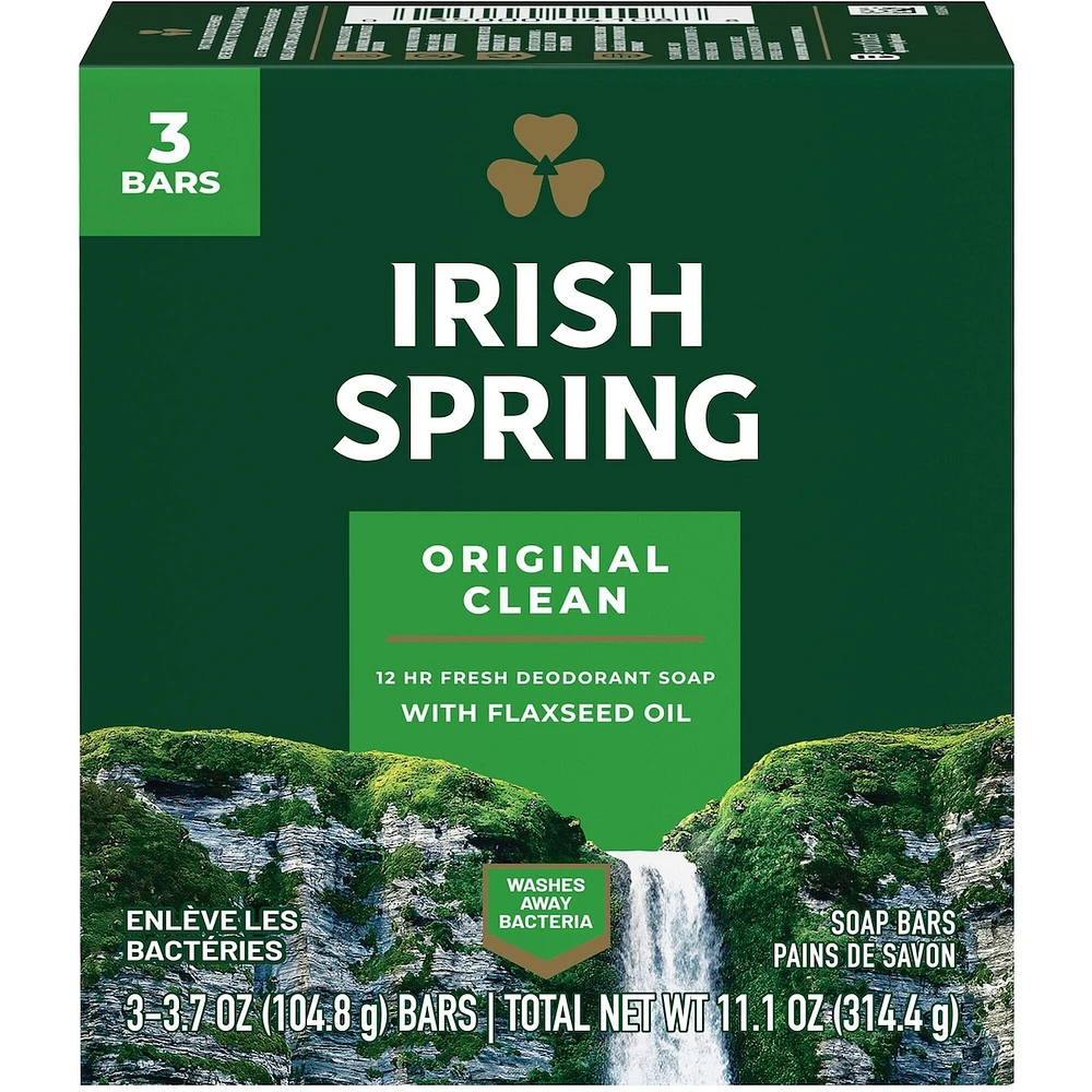 Irish Spring Original Clean Pain de Savon Désodorisant pour Hommes, 104.7 g