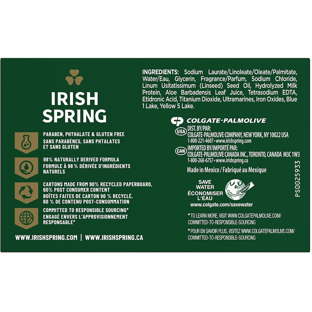 Irish Spring Aloe Mist Pain de Savon Désodorisant pour Hommes, 104.7 g