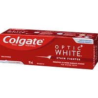Colgate Optic White Stain Fighter Teeth Whitening Toothpaste, Clean Mint Paste  90 mL