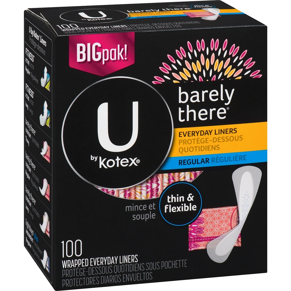 Barely There Thin Panty Liners, Light Absorbency, Regular Length, 100 ct
