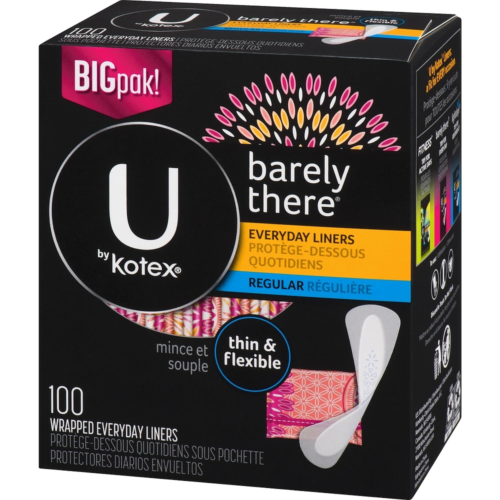 Barely There Thin Panty Liners, Light Absorbency, Regular Length, 100 ct