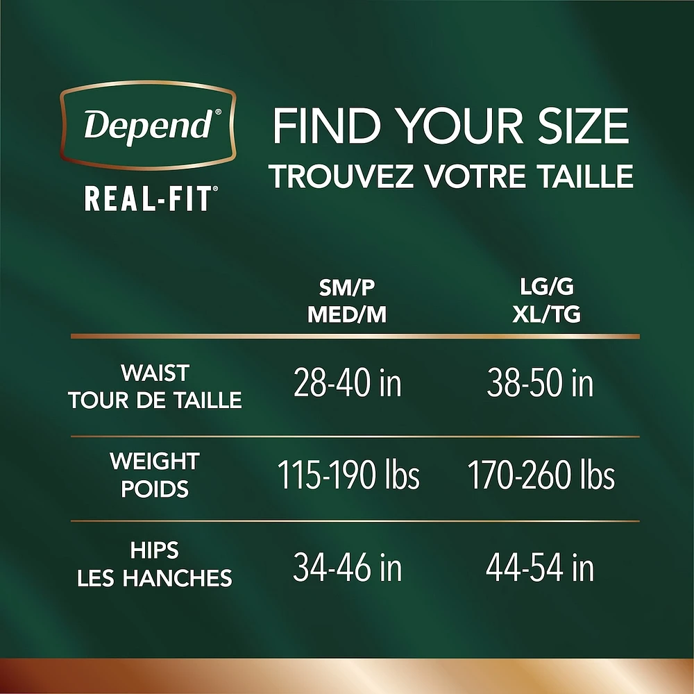 Depend Real Fit Incontinence Underwear for Men, Disposable, Maximum Absorbency, Large/Extra Large, Grey