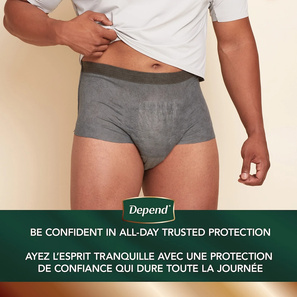 Depend Real Fit Incontinence Underwear for Men, Disposable, Maximum Absorbency, Large/Extra Large, Grey