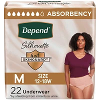 Depend Silhouette Adult Incontinence & Postpartum Underwear for Women, Maximum Absorbency, Medium, Pink