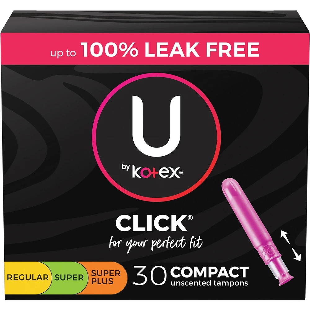Tampons compacts Click emballage multiple, absorption régulière/super/super plus, non parfumés