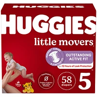 Little Movers Baby Diapers, Size 5 (27+ lbs), 58 Ct