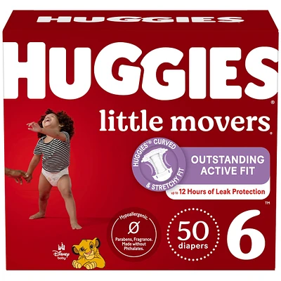 Couches pour bébés  Little Movers, taille 6 (35 livres et plus), 50 couches
