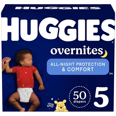Overnites Nighttime Baby Diapers, Size 5 (27+ lbs), 50 Ct
