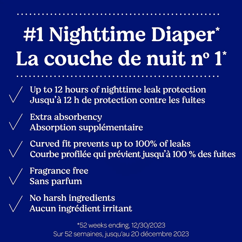 Overnites Nighttime Baby Diapers, Size 5 (27+ lbs), 50 Ct
